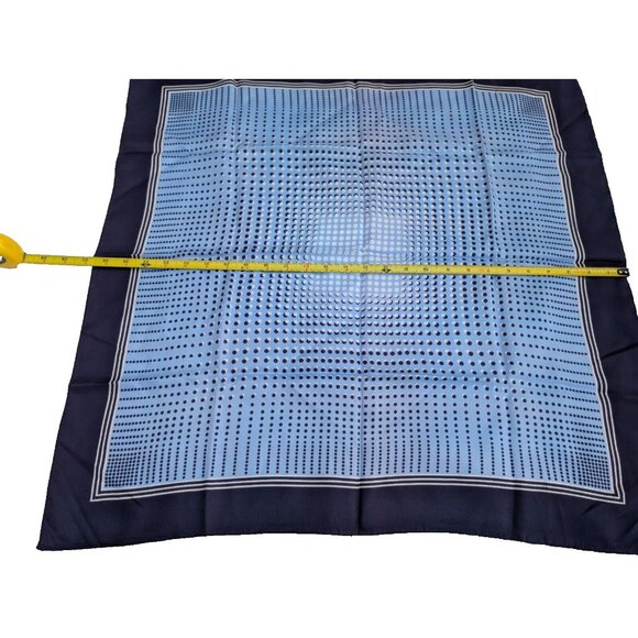 Vintage Ombre Dark Blue Aqua Light Blue Geometric Scarf  26.25" X 26.75" - Picture 6 of 9
